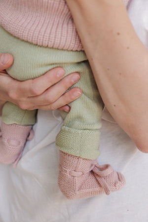 Hvid Babyschuhe Booties Merinowolle | Powder