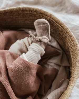 Hvid Babyschuhe Booties Merinowolle | Mocha