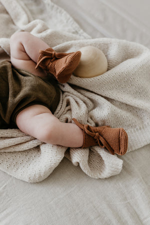 Hvid Babyschuhe Booties Merinowolle | Terracotta