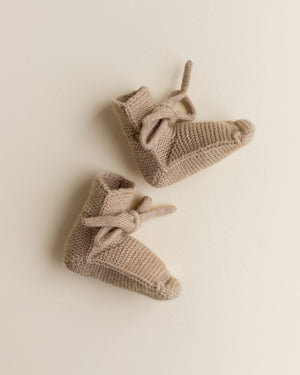 Hvid Babyschuhe Booties Merinowolle | Sand
