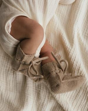 Hvid Babyschuhe Booties Merinowolle | Sand