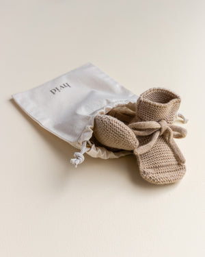 Hvid Babyschuhe Booties Merinowolle | Sand