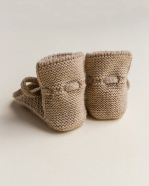 Hvid Babyschuhe Booties Merinowolle | Sand
