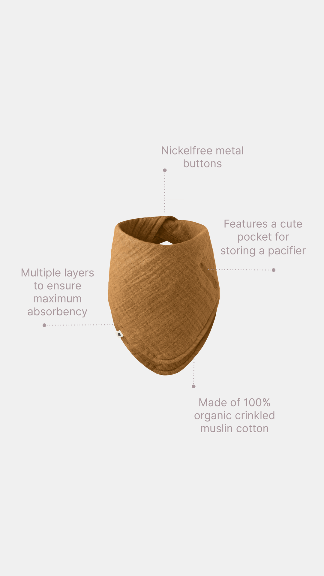 BIBS Bandana Bib Sand – weiches, mehrlagiges Lätzchen aus Bio-Baumwolle mit verstellbarem Halsverschluss und Tasche für Schnuller.