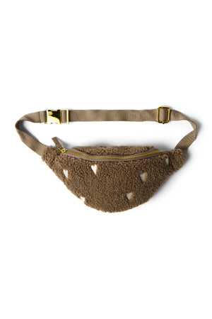 Studio Noos Mini Gürteltasche für Kinder aus Teddy-Stoff in Brown Hearts