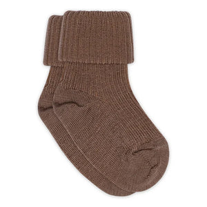 MP Denmark Baby Socken Wolle Rippstrick | Brown Sienna