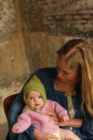 Hvid Baby Cardigan Merinowolle "Inga" | Cotton Candy