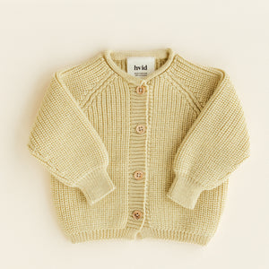 Hvid Cardigan Merinowolle "Inga" | Light Yellow