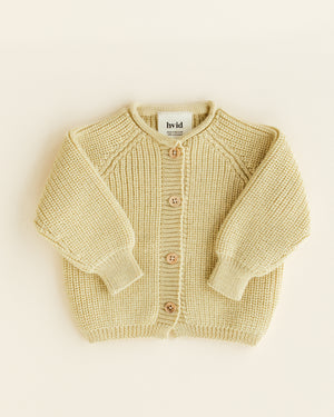 Hvid Cardigan Merinowolle "Inga" | Light Yellow