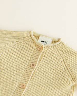 Hvid Cardigan Merinowolle "Inga" | Light Yellow