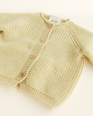 Hvid Cardigan Merinowolle "Inga" | Light Yellow