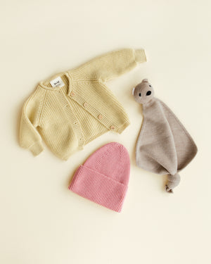 Hvid Cardigan Merinowolle "Inga" | Light Yellow