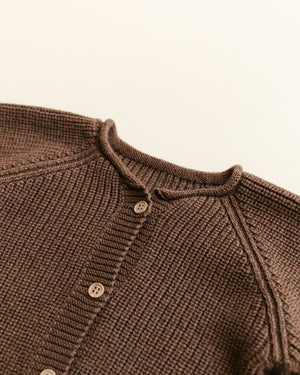 Hvid Cardigan Merinowolle "Inga" Mocha