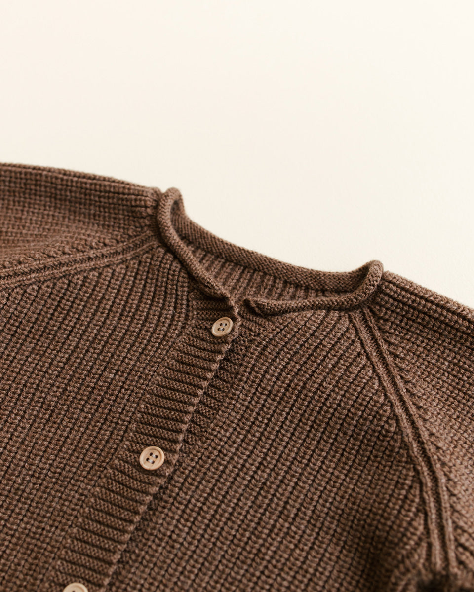 Hvid Cardigan Merinowolle "Inga" Mocha