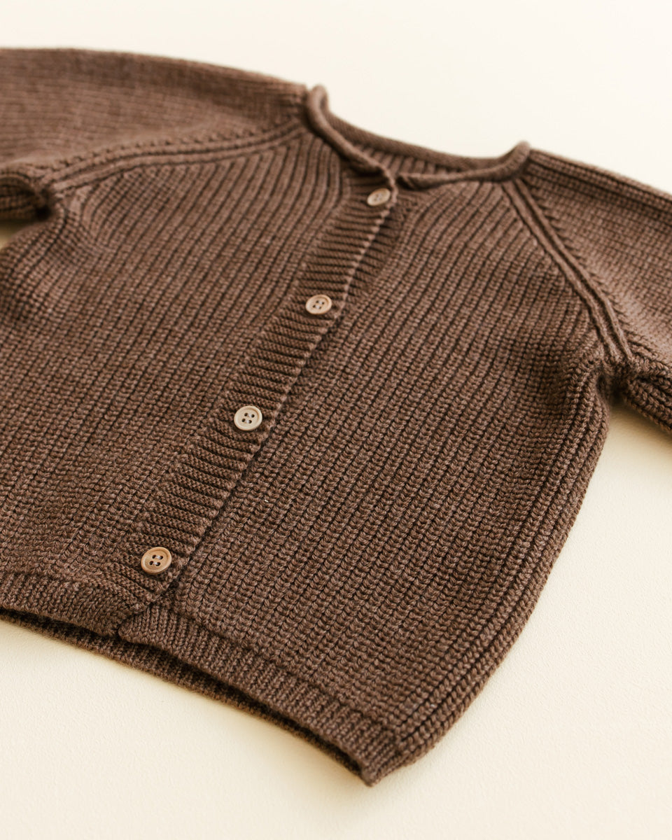 Hvid Cardigan Merinowolle "Inga" Mocha