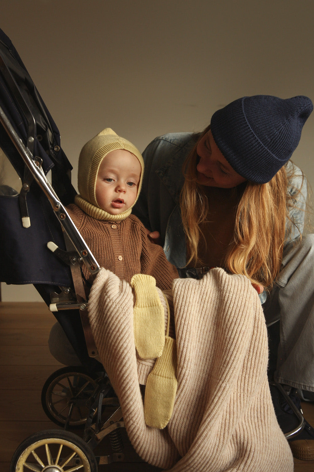 Hvid Cardigan Merinowolle "Inga" Mocha