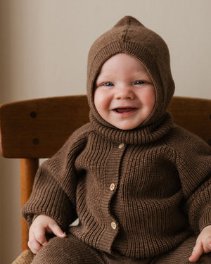 Hvid Cardigan Merinowolle "Inga" Mocha