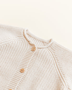 Hvid Cardigan Merinowolle "Inga" Cream