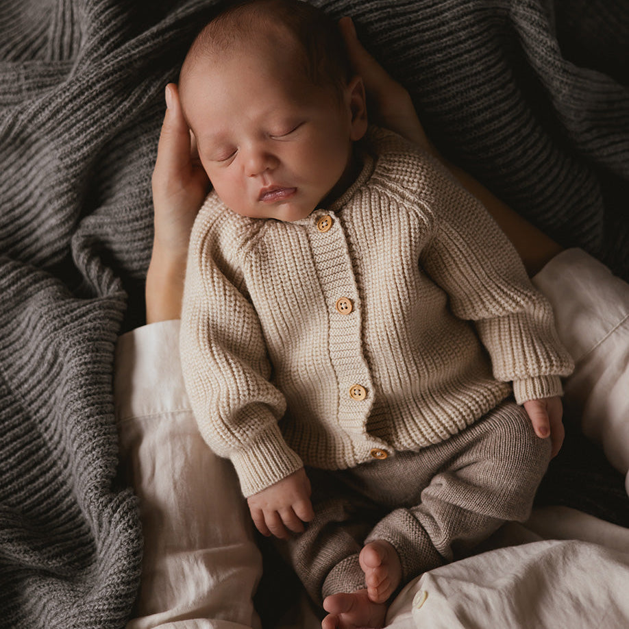 Hvid Cardigan Merinowolle "Inga" Cream