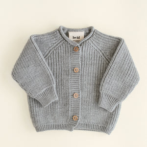 Cardigan blanc en mérinos "Inga" gris chiné