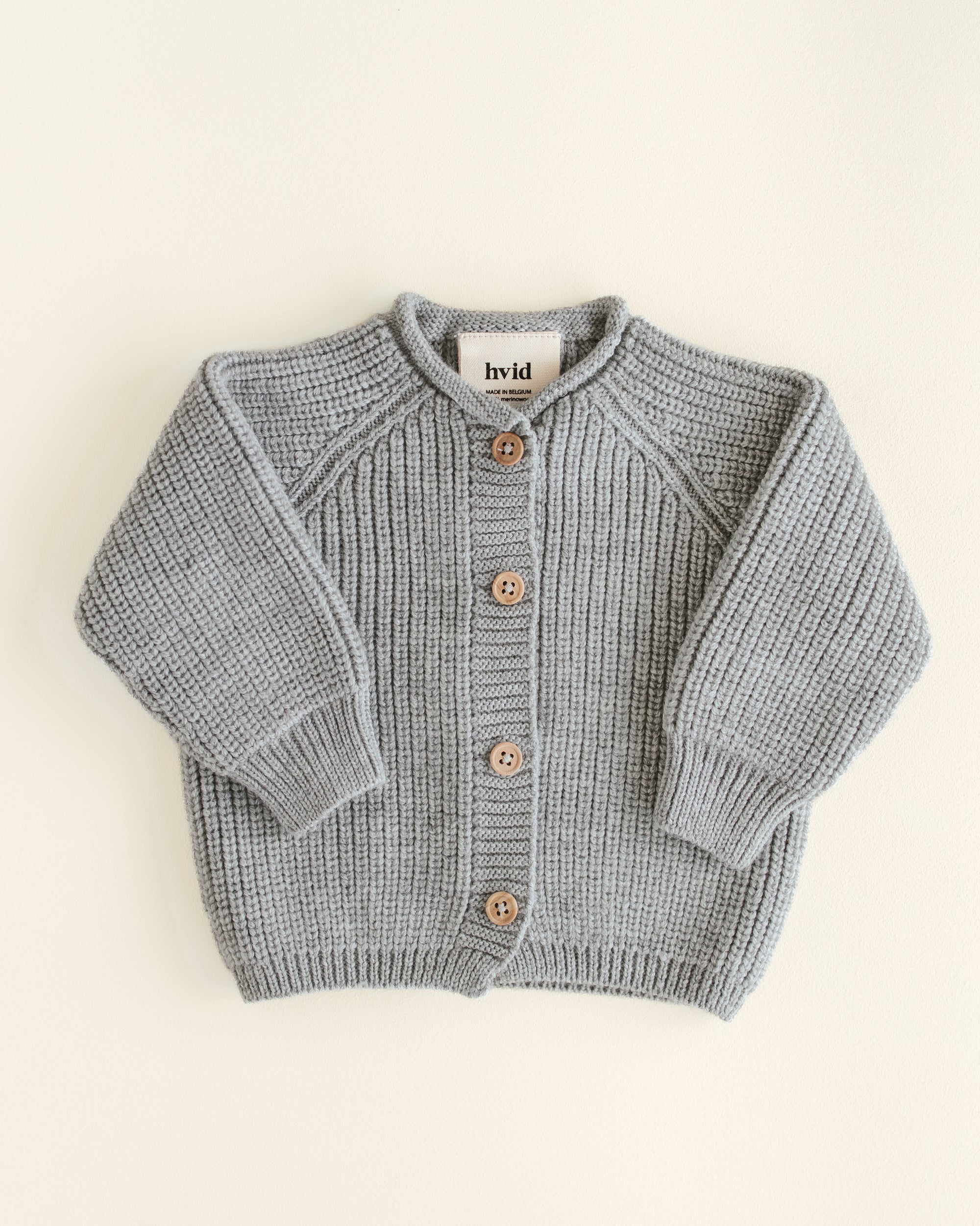 Hvid Cardigan Merinowolle "Inga" Grey Melange
