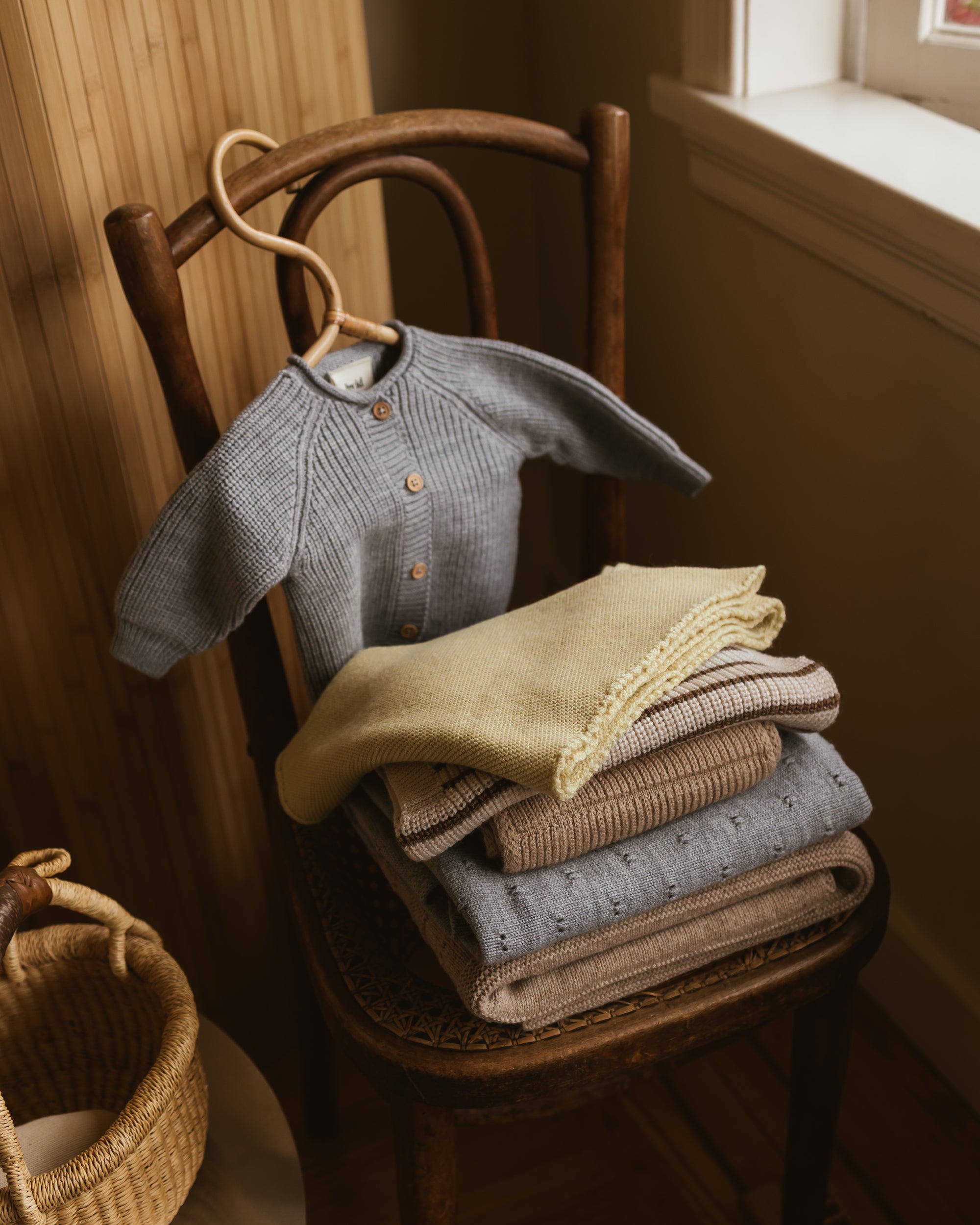 Hvid Cardigan Merinowolle "Inga" Grey Melange