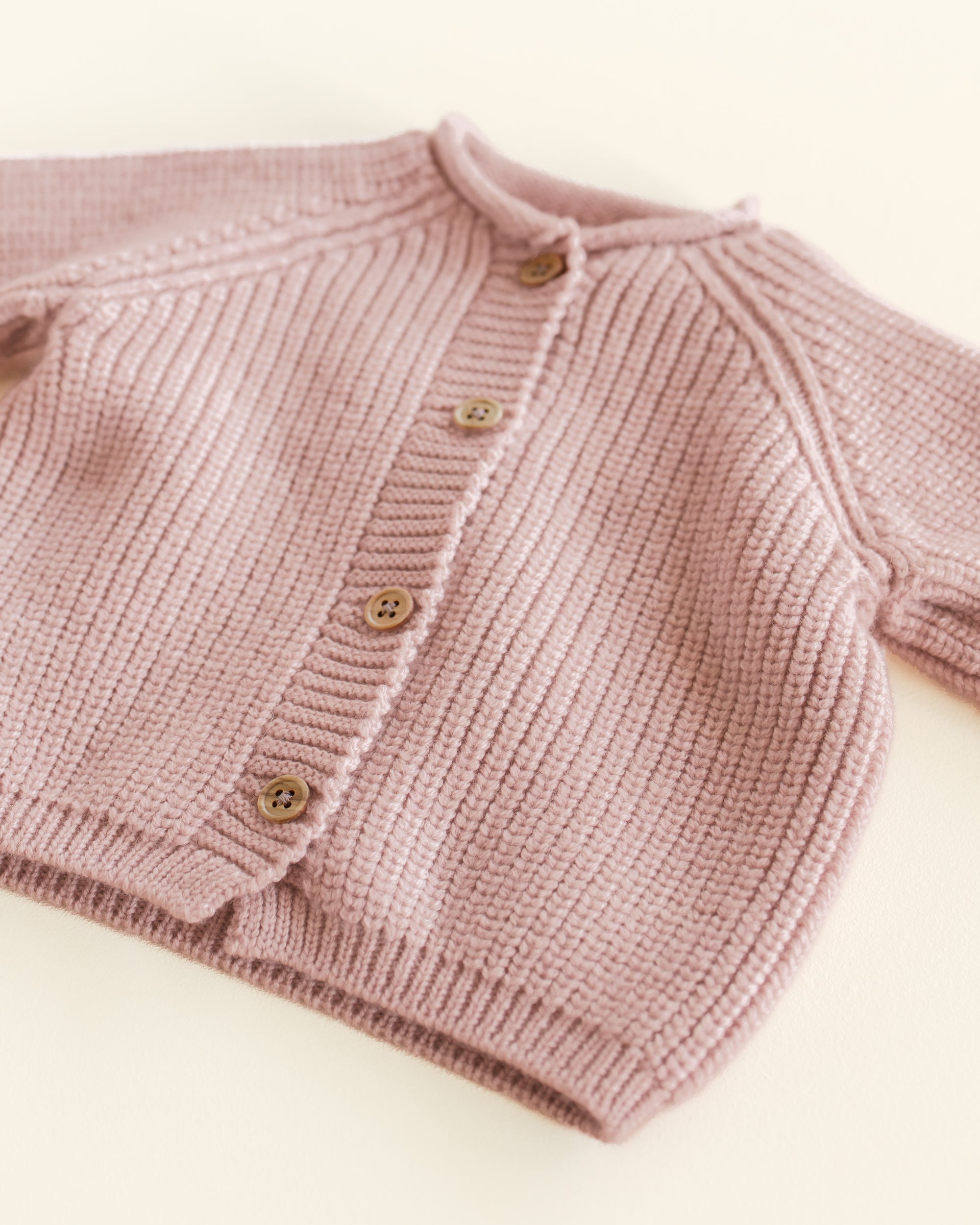 Hvid Cardigan Merinowolle "Inga" Powder