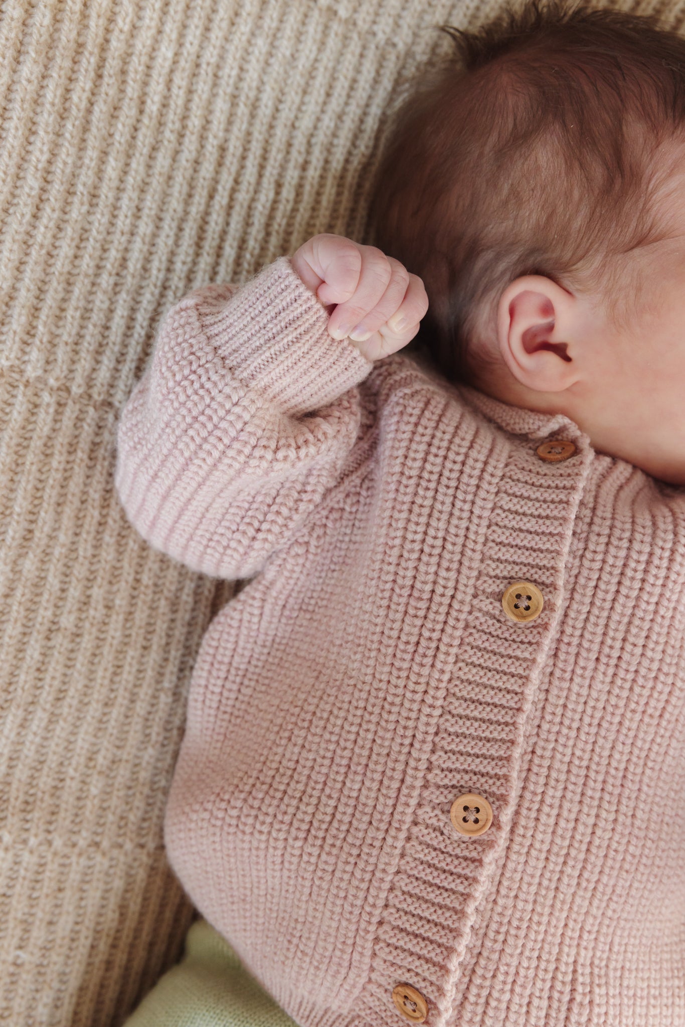 Hvid Cardigan Merinowolle "Inga" Powder