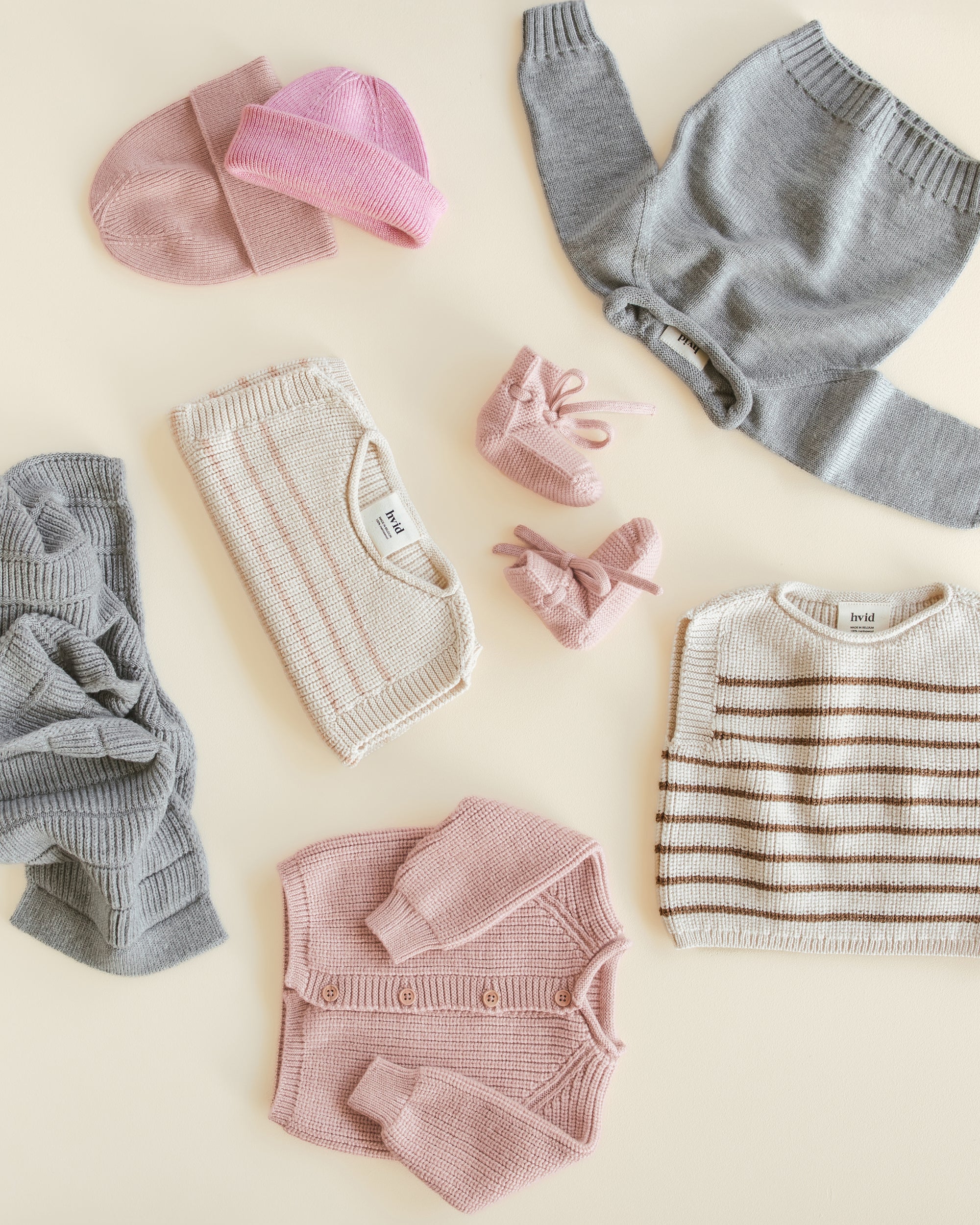 Hvid Cardigan Merinowolle "Inga" Powder