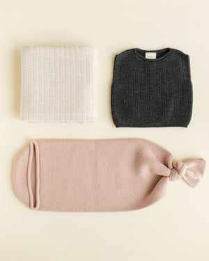 Hvid Strick Cocoon Merinowolle | Apricot