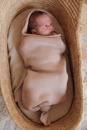 Hvid Strick Cocoon Merinowolle | Apricot