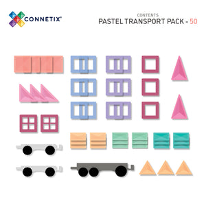 Connetix Tuiles Magnétiques "Pack Transport Pastel" 50 pièces