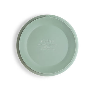 Assiette en silicone Mushie avec ventouse | Cambridge Blue