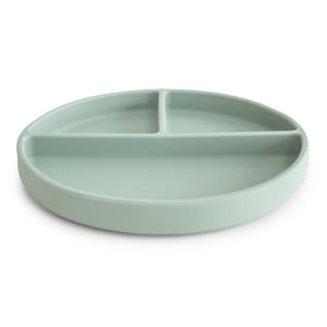 Assiette en silicone Mushie avec ventouse | Cambridge Blue