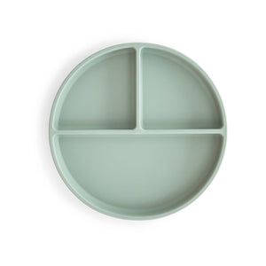 Assiette en silicone Mushie avec ventouse | Cambridge Blue