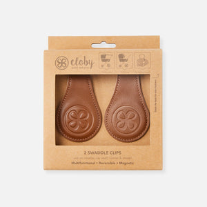 Cloby Pinces magnétiques en cuir Lot de 2 | Marron