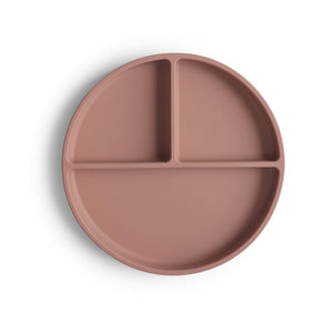 Assiette en silicone Mushie avec ventouse | Cloudy Mauve