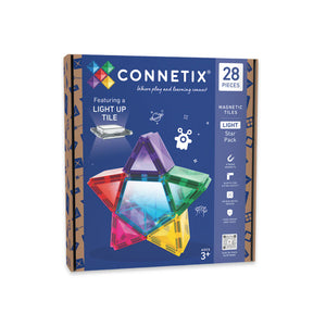 Connetix Magnetbausteine Light Star Pack 28 Teile, magnetische Sternbausteine in hellen Farben zum kreativen Bauen und Spielen
