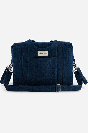 „Rive Droite Darcy Wickeltasche Raw Denim – minimalistisch im Denim-Look mit Organizer-Pouch und schultergurt“