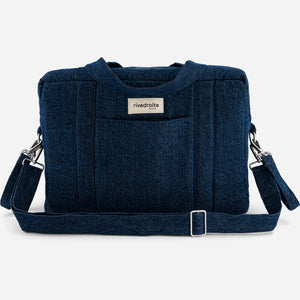 „Rive Droite Darcy Wickeltasche Raw Denim – minimalistisch im Denim-Look mit Organizer-Pouch und schultergurt“