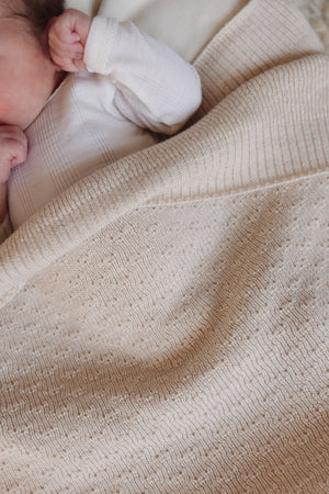 Hvid Babydecke Merinowolle "Dora" | Cream