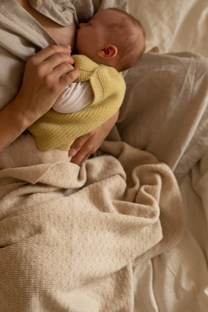 Hvid Babydecke Merinowolle "Dora" | Cream