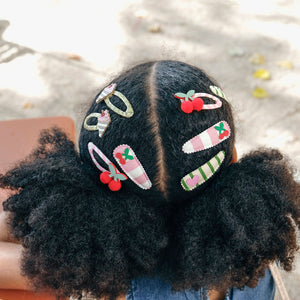 Rockahula Hair Clips "Cherry Kiss Stripy"
