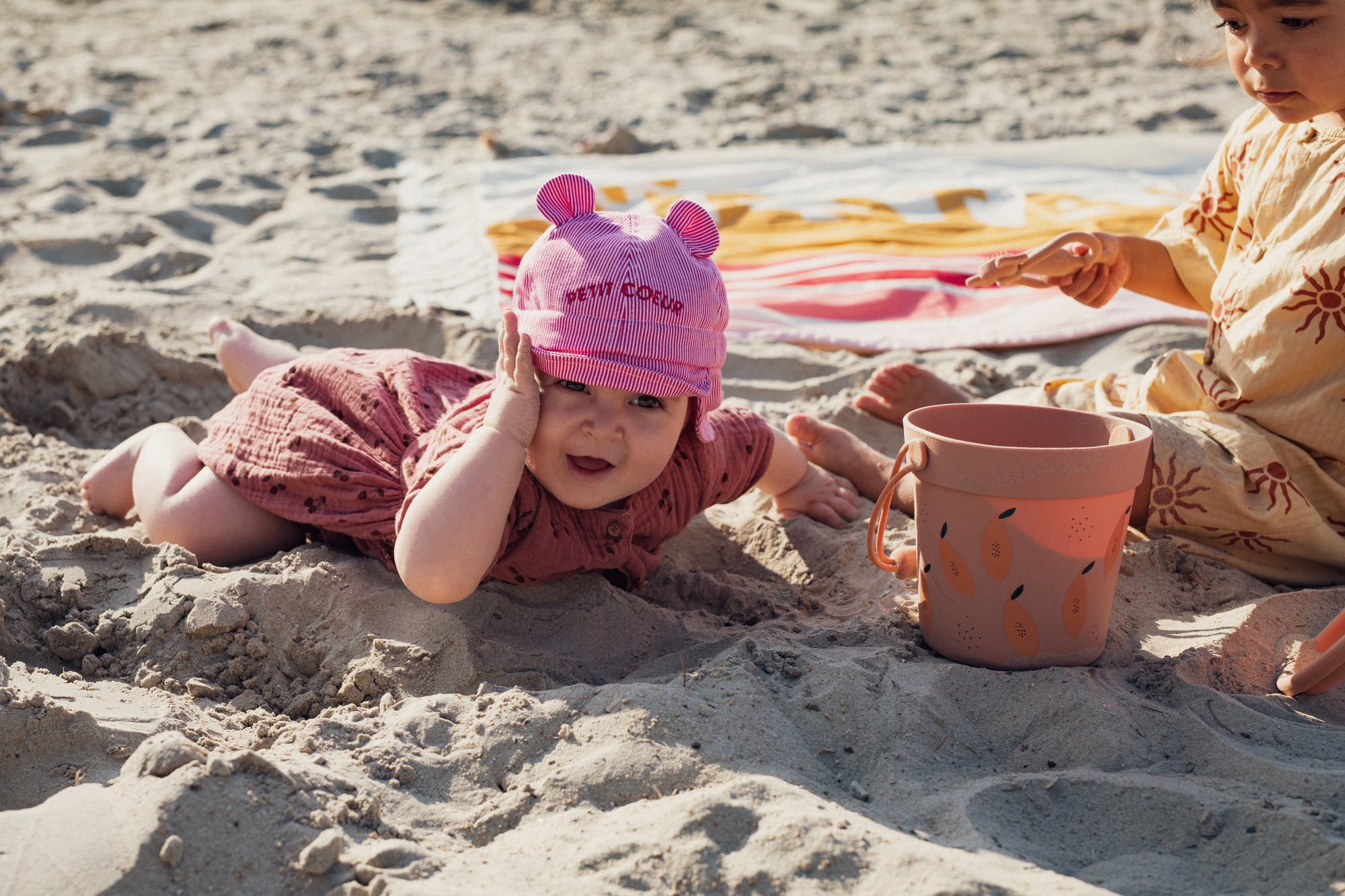 Chamaye Baby Sonnenhut "Petit Coeur" Pink | Striped
