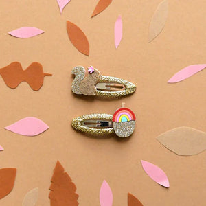 Rockahula Hair Clips - Squirrel and Rainbow Clips