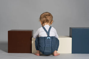Silly Silas Footless Tights with Suspenders | Steel Blue Blend