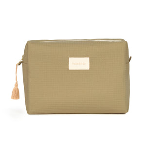 Nobodinoz Kosmetiktasche „Diva Opera“ in Olive Green – rechteckige Tasche mit Reißverschluss, aus Bio-Baumwolle, ideal für Pflegeprodukte