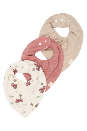 Fabelab Bandana-Lätzchen 3er-Pack Air Plane in Ash Rose