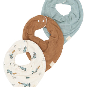 Fabelab Bandana-Lätzchen 3er-Pack Air Plane in Goblin Blue 