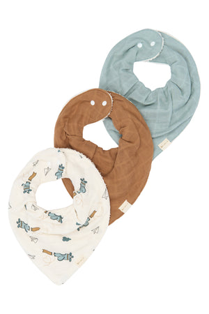 Fabelab Bandana-Lätzchen 3er-Pack Air Plane in Goblin Blue 